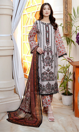 3 Piece Stitched Cotton Lawn Embroided-Suit EJ-126