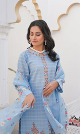 3 Piece Stitched Cotton Jaikad Embroided Suit EJ-137