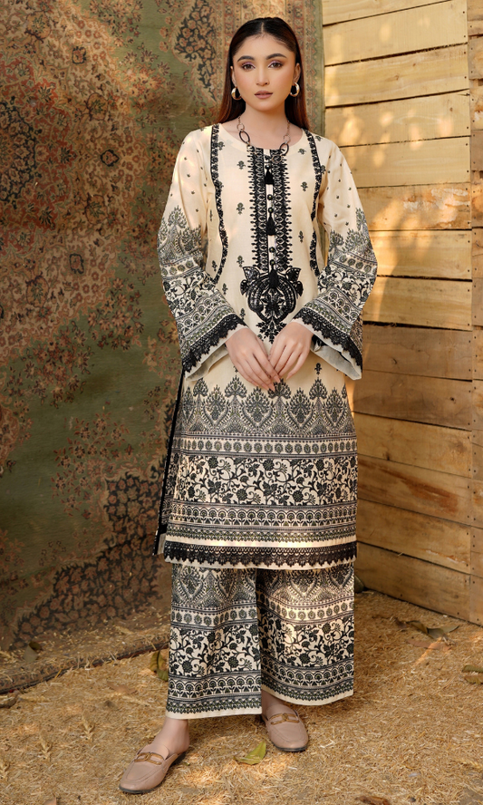 2 Piece Stitched Cotton Lawn Embroided-Suite EJ-117