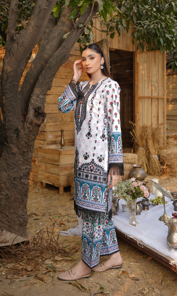 2 Piece Stitched Cotton Lawn Embroided-Suite EJ-116