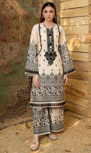 2 Piece Stitched Cotton Lawn Embroided-Suite EJ-117