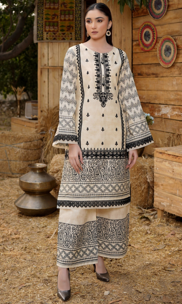 2 Piece Stitched Cotton Lawn Embroided-Suit EJ-114
