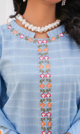 3 Piece Stitched Cotton Jaikad Embroided Suit EJ-137