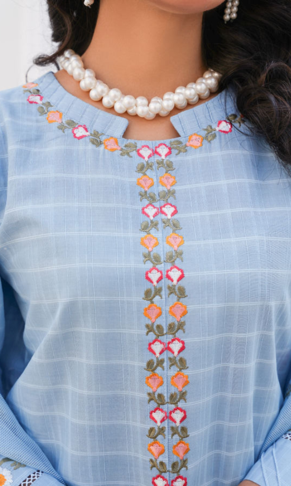 3 Piece Stitched Cotton Jaikad Embroided Suit EJ-137