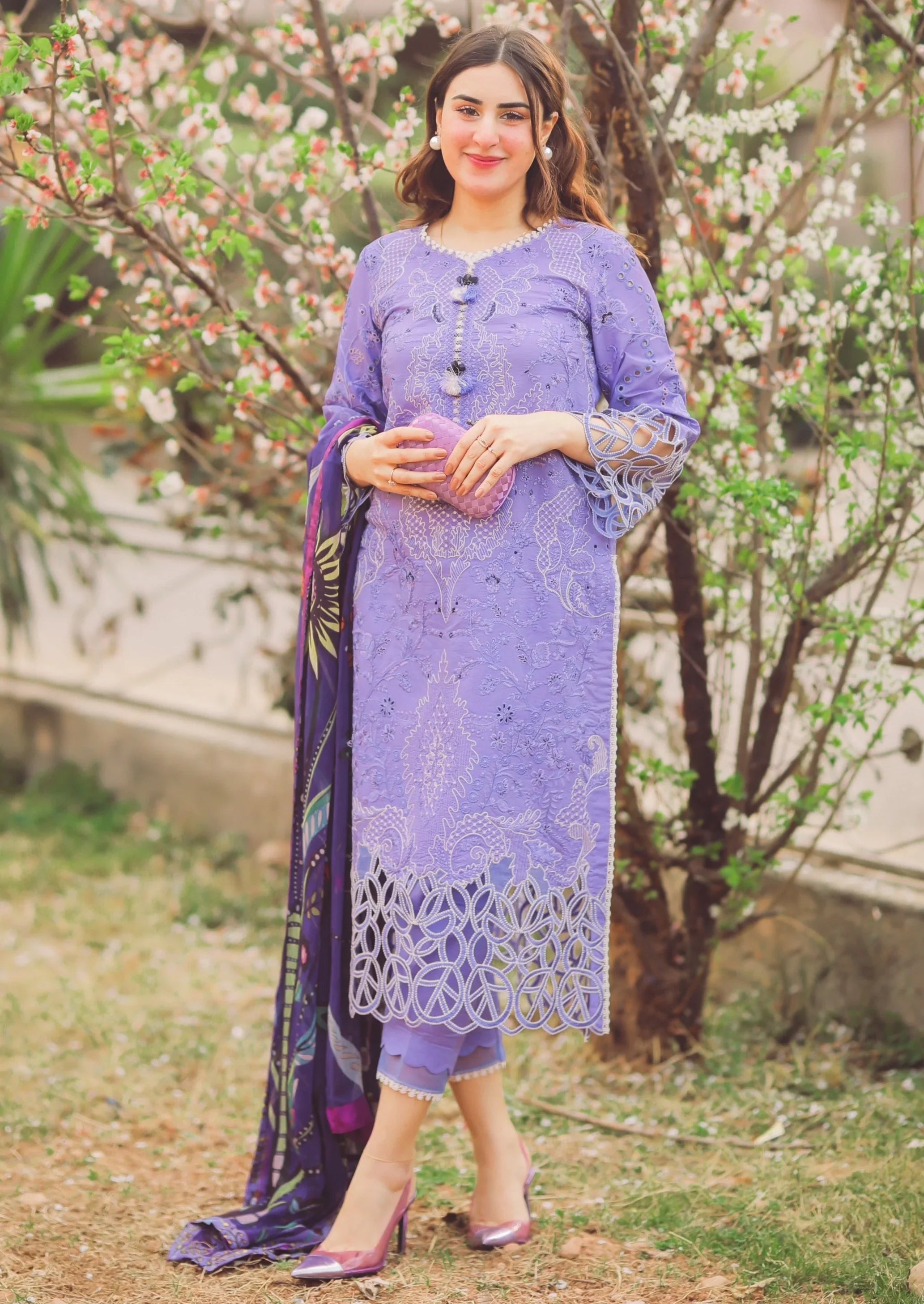 MUSHQ - 3PC LAWN EMBROIDERED FL-S94