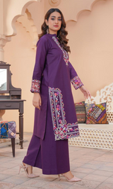 2 Piece Stitched Cotton Lawn Embroided-Suit EJ-143