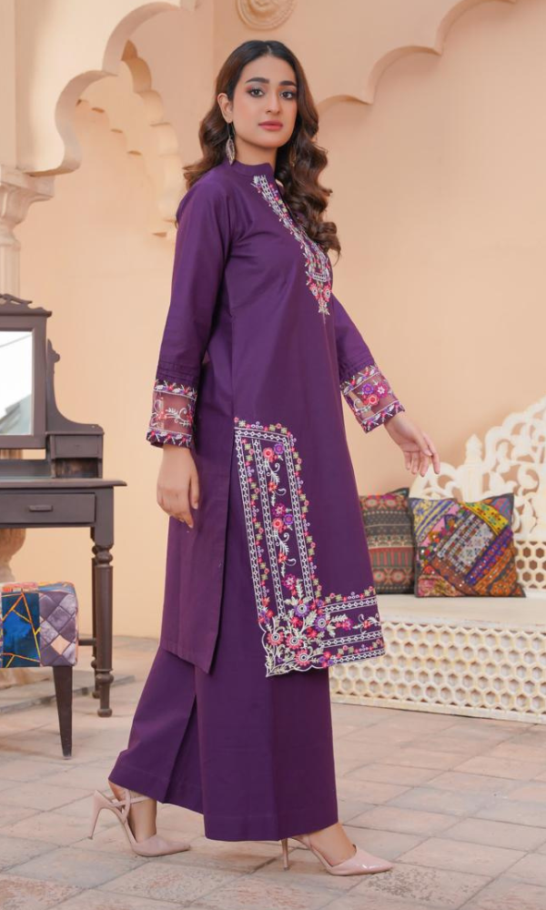2 Piece Stitched Cotton Lawn Embroided-Suit EJ-143