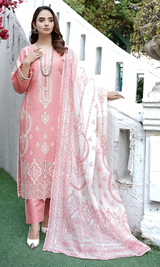 3 Piece Stitched Cotton Jaikad Embroided Suit EJ-104