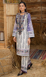 2 Piece Stitched Cotton Lawn Embroided-Suit EJ-122