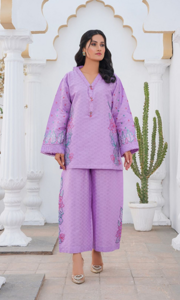 2 Piece Stitched Cotton  Embroided-Suit EJ-136