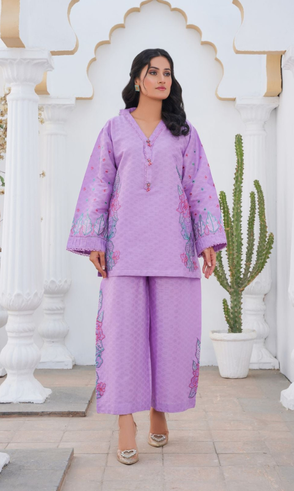 2 Piece Stitched Cotton Lawn Embroided-Suit EJ-136