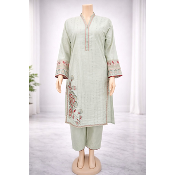 2 Piece Stitched Cotton Lawn Embroided Suit EJ-221