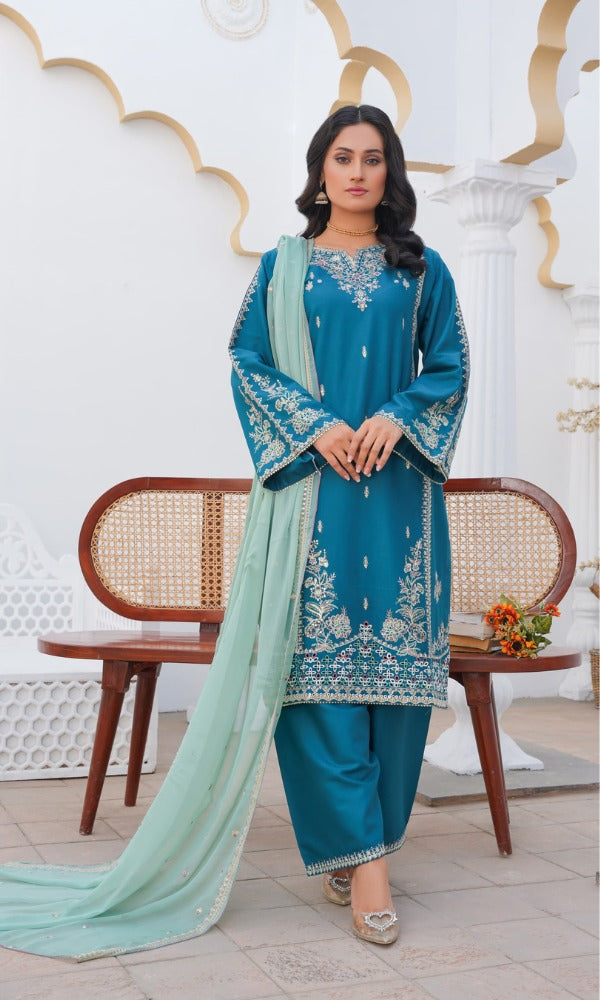 3 Piece Stitched Cotton Lawn Embroided-Suit EJ-138