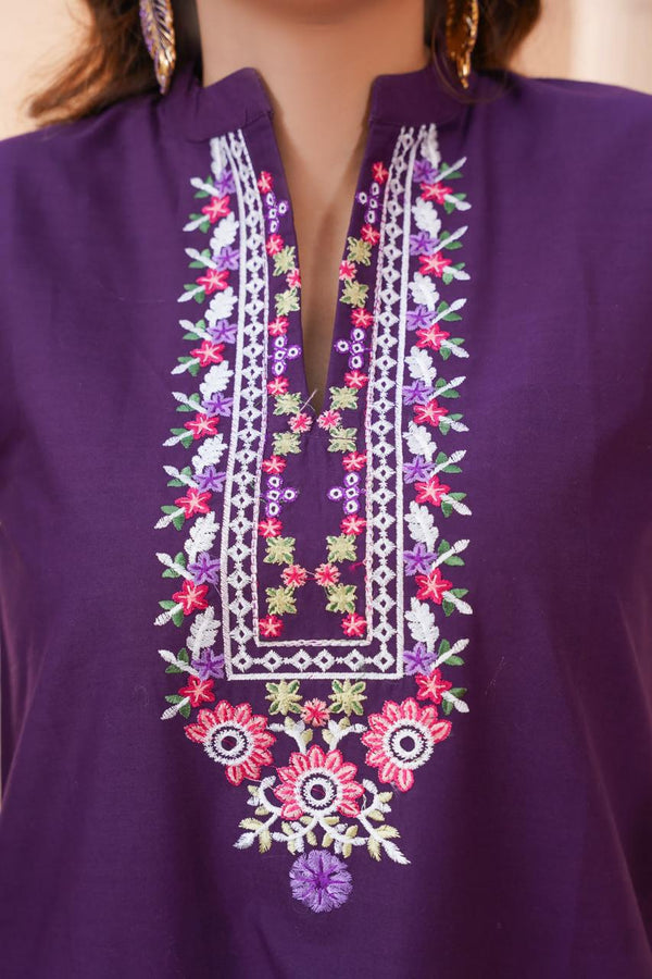 2 Piece Stitched Cotton Lawn Embroided-Suit EJ-143
