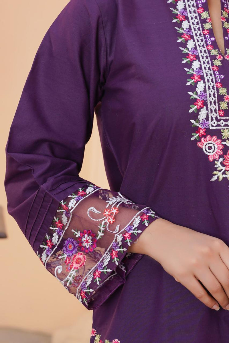 2 Piece Stitched Cotton Lawn Embroided-Suit EJ-143