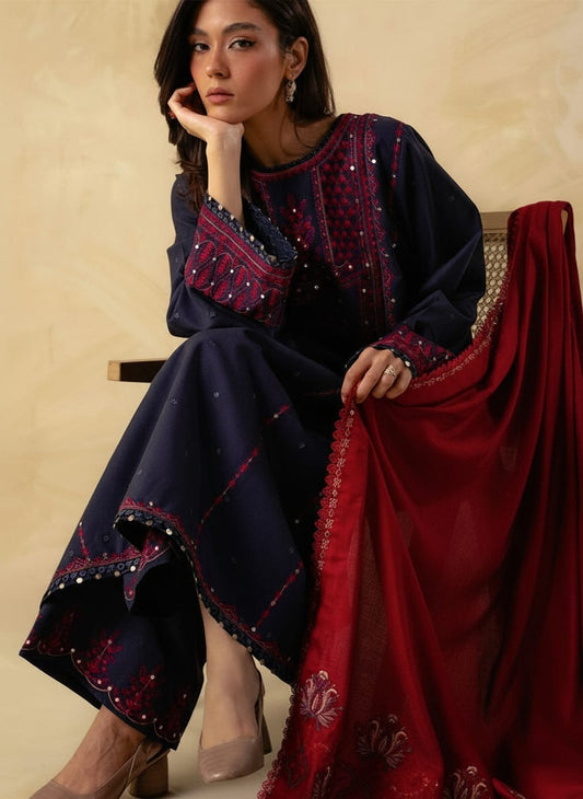 ZARA SHAH JAHAN - 3PC DHANAK EMBROIDERED JA-80B