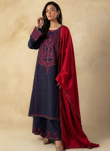 ZARA SHAH JAHAN - 3PC DHANAK EMBROIDERED JA-80B