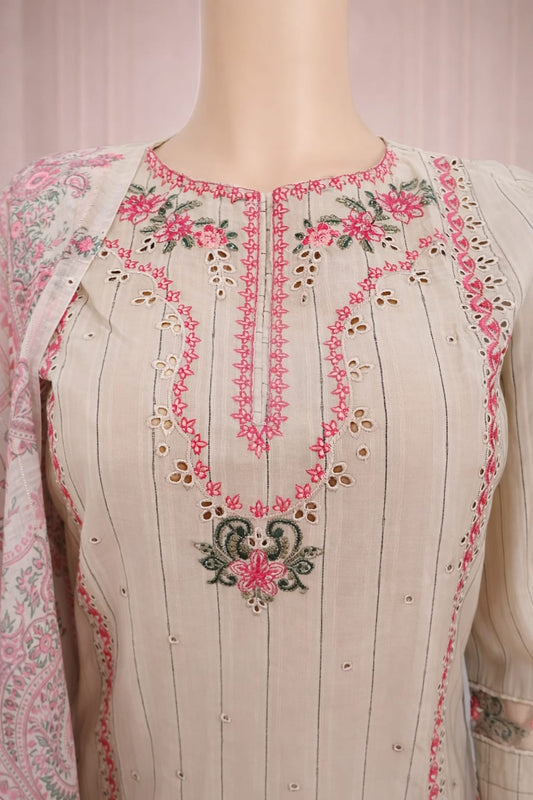 3 Piece Stitched Cotton Lawn Embroided-Suit EJ-213