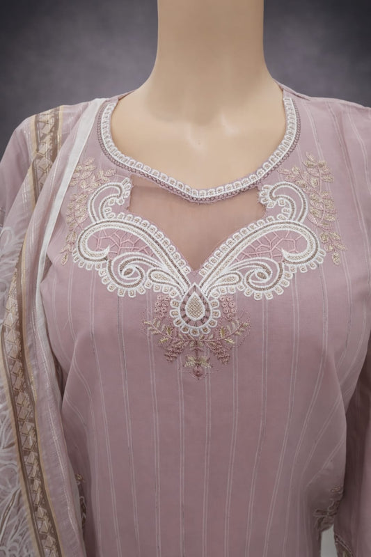 3 Piece Stitched Cotton Lawn Embroided-Suit EJ-218