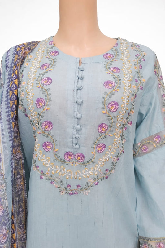 3 Piece Stitched Cotton Lawn Embroided Suit EJ-220