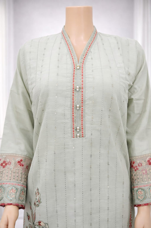 2 Piece Stitched Cotton Lawn Embroided Suit EJ-221