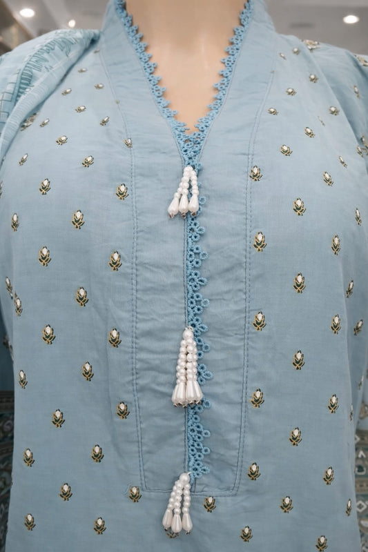 3 Piece Stitched Cotton Lawn Embroided-Suit EJ-224