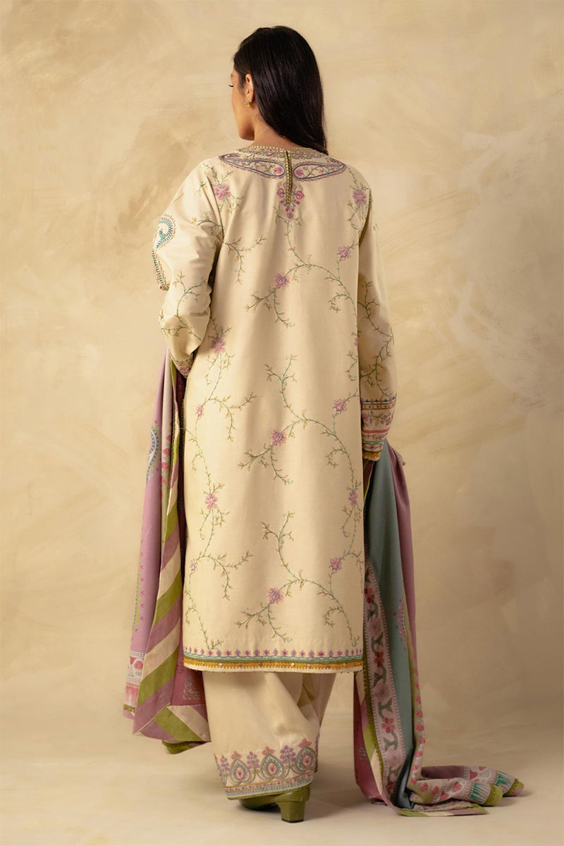 ZARA SHAH JAHAN - 3PC DHANAK EMBROIDERED FL-W81