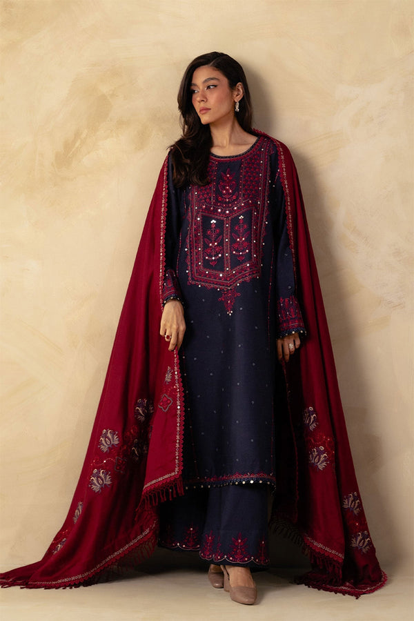 ZARA SHAH JAHAN - 3PC DHANAK EMBROIDERED JA-80B