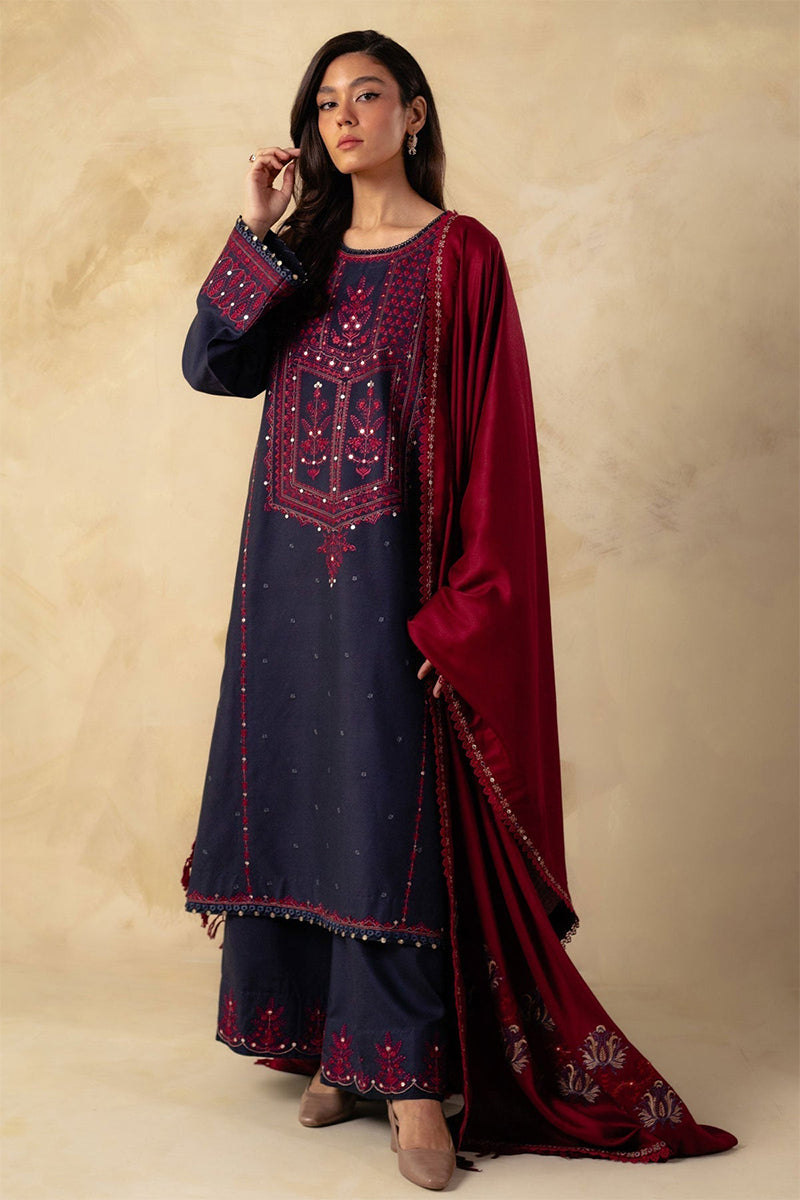 ZARA SHAH JAHAN - 3PC DHANAK EMBROIDERED JA-80B