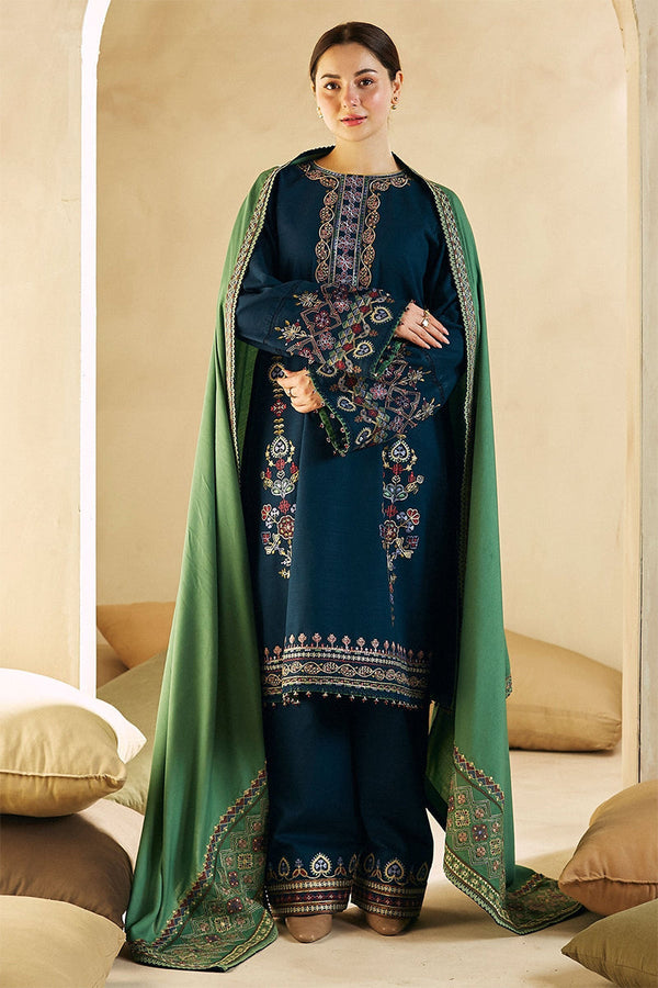 ZARA SHAHJAHAN - 3PC DHANAK EMBROIDERED JA-W77