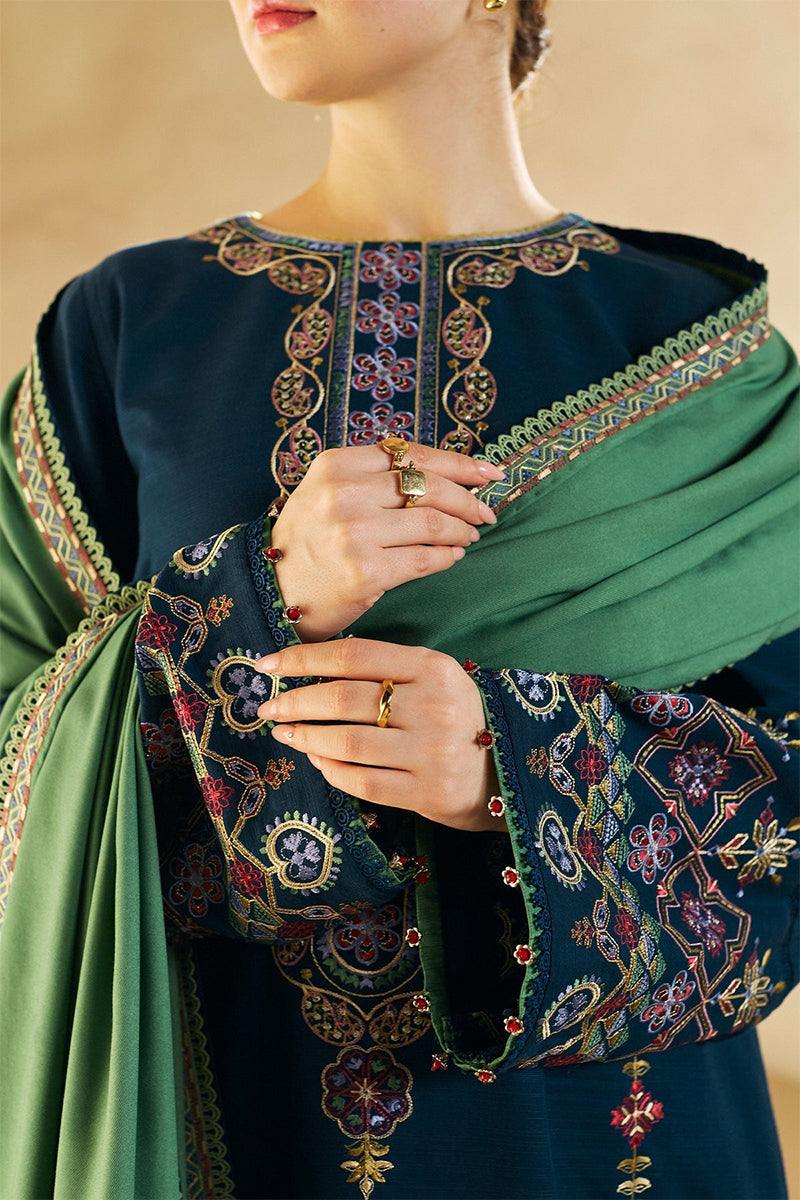 ZARA SHAHJAHAN - 3PC DHANAK EMBROIDERED JA-W77