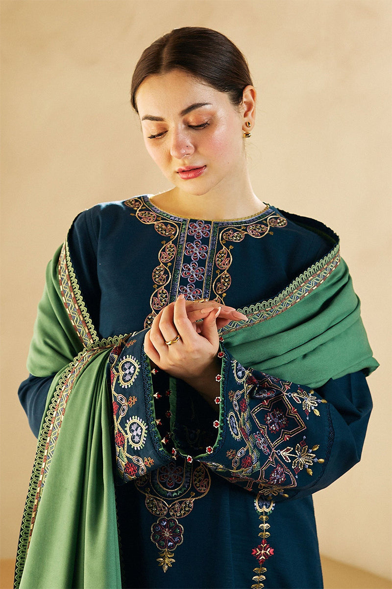 ZARA SHAHJAHAN - 3PC DHANAK EMBROIDERED JA-W77