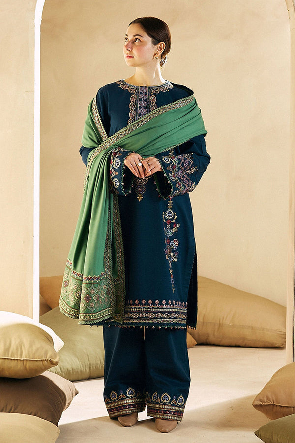 ZARA SHAHJAHAN - 3PC DHANAK EMBROIDERED JA-W77