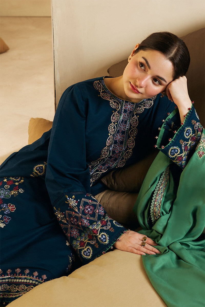 ZARA SHAHJAHAN - 3PC DHANAK EMBROIDERED JA-W77