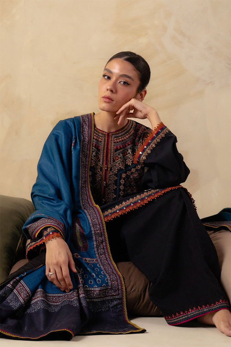 ZARA SHAH JAHAN - 3PC DHANAK EMBROIDERED JA-W143