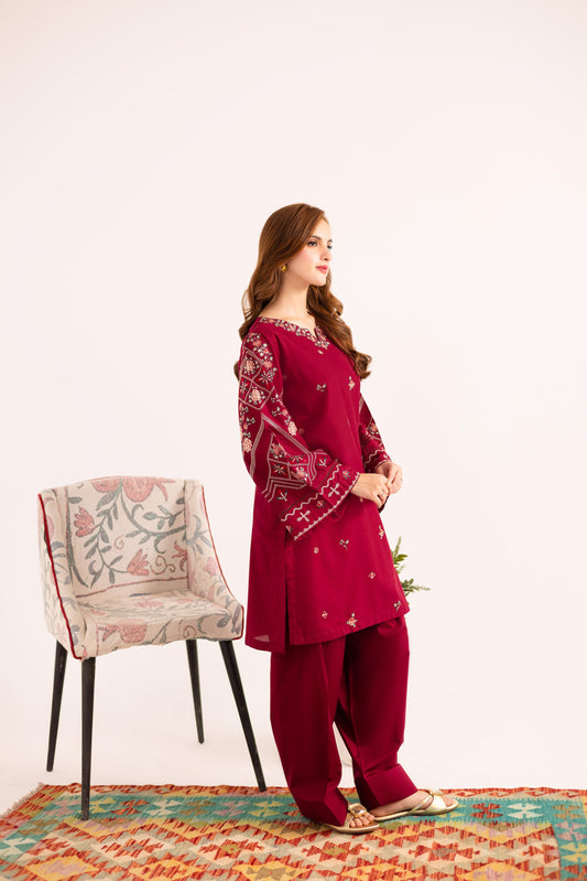 2 PC Stitched Lawn Embroided Suit JA-203 S
