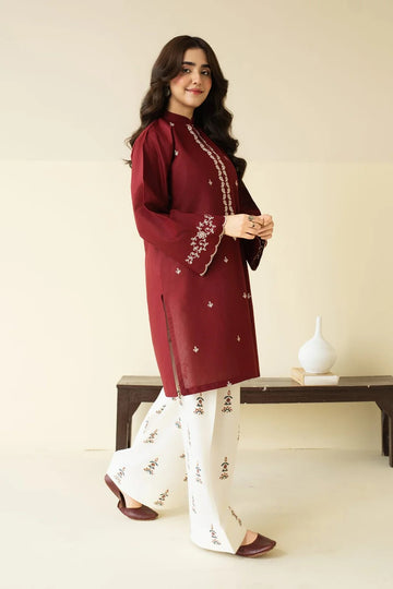 CLARET 2PC DHANAK EMBROIDERED JA-104